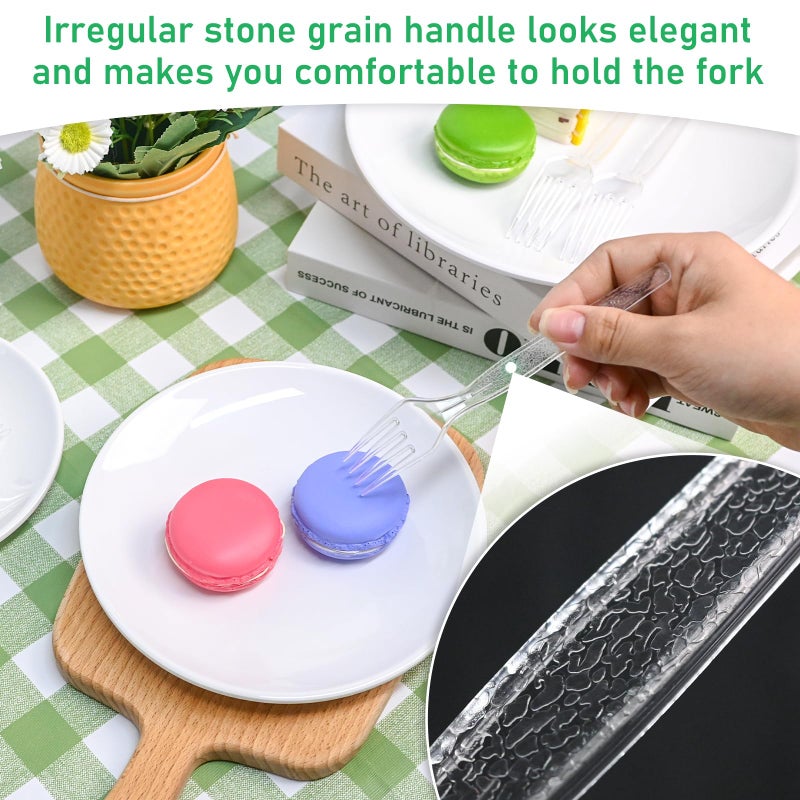 EcoDispose 100 Count Disposable Clear Plastic Forks Heat Resistant and BPA Free, Heavy Duty Durable Disposable Cutlery for Party Event Supply - Image 4
